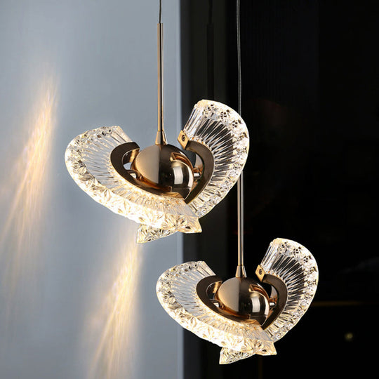 Modern Minimalist Gold Pendant Lamp With Crystal Accent - Small Round Design For Living Room