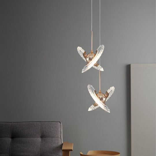 Modern Minimalist Gold Pendant Lamp With Crystal Accent - Small Round Design For Living Room