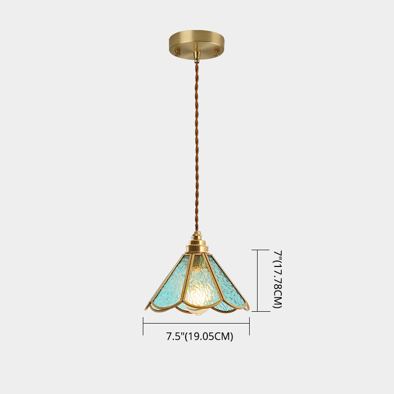 Tiffany-Style Glass Pendant Lamp With Icy Clear Shade For Bedroom