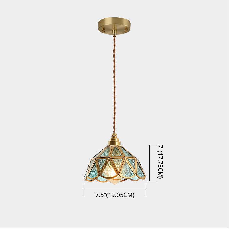 Tiffany-Style Glass Pendant Lamp With Icy Clear Shade For Bedroom