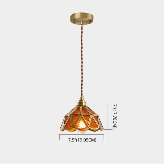 Tiffany-Style Glass Pendant Lamp With Icy Clear Shade For Bedroom