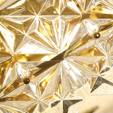 Clear Crystal Flush Ceiling Light - Contemporary Round Bedroom Lighting