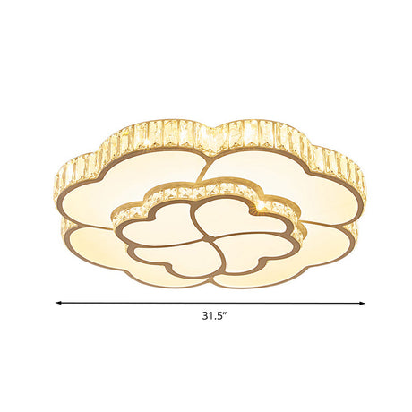 Modern Petal Crystal Led Flush Ceiling Light In White - 19.5/23.5/31.5 For Bedroom