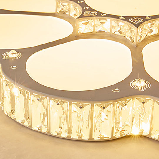 Modern Petal Crystal Led Flush Ceiling Light In White - 19.5’/23.5’/31.5’ For Bedroom