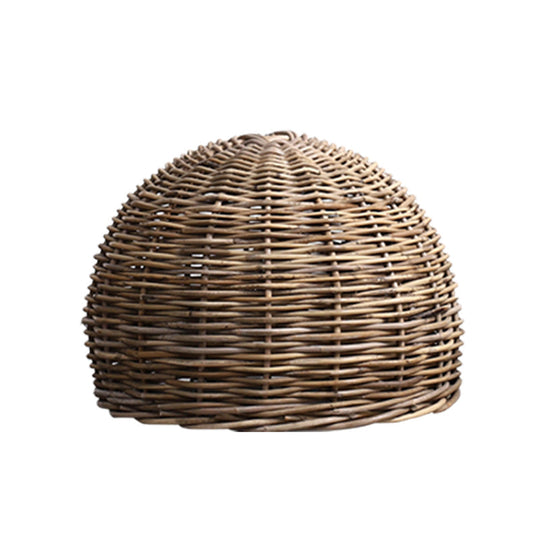 Retro Hand-Woven Rattan Bird Nest Shade Coffee Shop Hanging Light Fixture Wood / 19.5