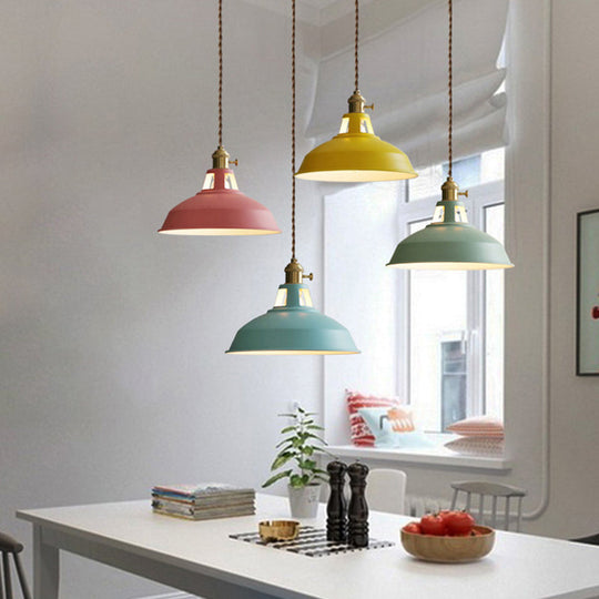 Nordic Style Hanging Lamp With Metal Shade And Colorful Macaron Finish For Kitchen Barn