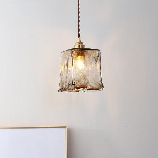 Modern Glass Hanging Light With Adjustable Wire - Brass Lamp Holder Bedside Lighting