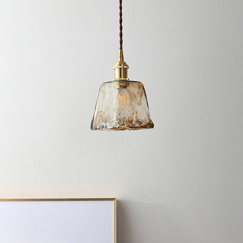 Modern Glass Hanging Light With Adjustable Wire - Brass Lamp Holder Bedside Lighting