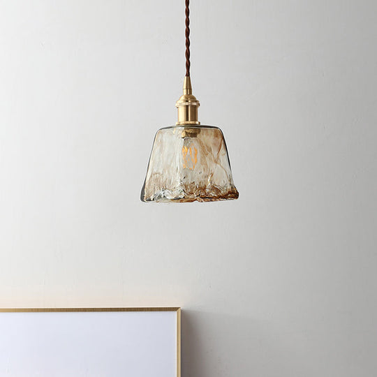 Modern Glass Hanging Light With Adjustable Wire - Brass Lamp Holder Bedside Lighting