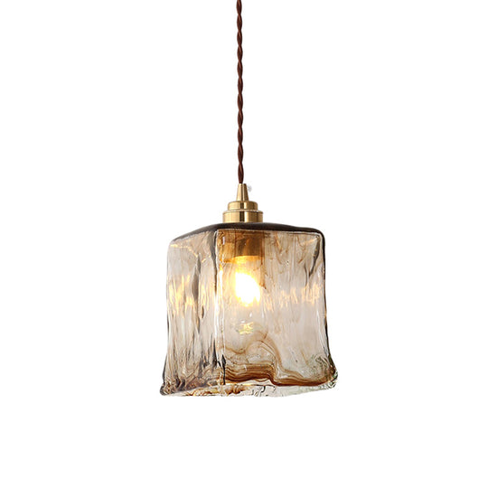 Modern Glass Hanging Light With Adjustable Wire - Brass Lamp Holder Bedside Lighting