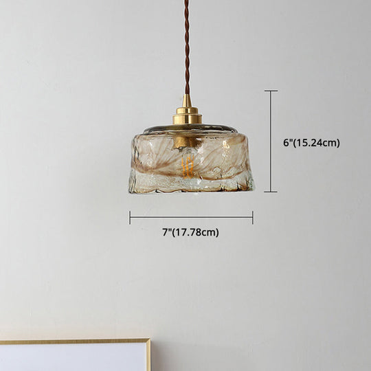 Modern Glass Hanging Light With Adjustable Wire - Brass Lamp Holder Bedside Lighting