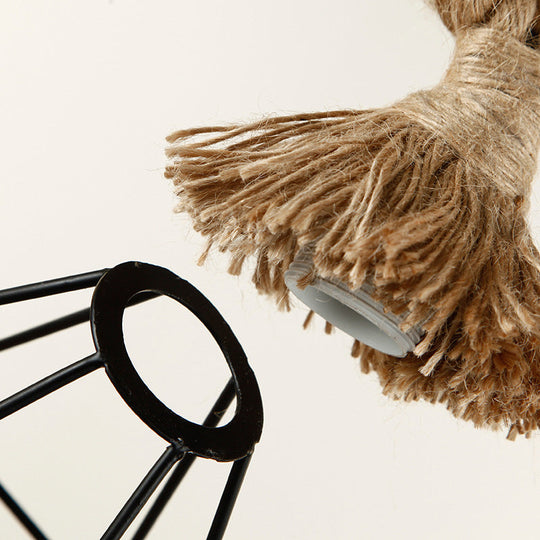 Sophie’s Rustic 3-Light Island Pendant With Beige Hemp Rope Shade For Restaurant Suspension Light