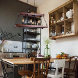 Vintage Trapezoid Wood Pendant Light - 3/5 Lights Brown Ideal For Dining Room Island