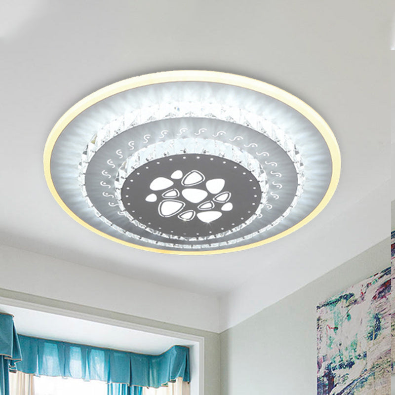 Modern Crystal Ceiling Mount Led Light Fixture For Bedroom - White Loving Heart/Square/Rose Design