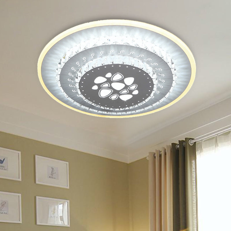 Modern Crystal Ceiling Mount Led Light Fixture For Bedroom - White Loving Heart/Square/Rose Design