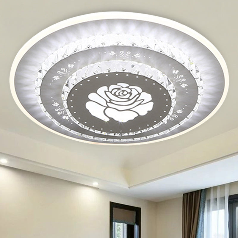 Modern Crystal Ceiling Mount Led Light Fixture For Bedroom - White Loving Heart/Square/Rose Design