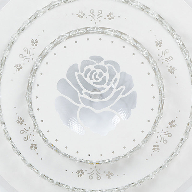 Modern Crystal Ceiling Mount Led Light Fixture For Bedroom - White Loving Heart/Square/Rose Design