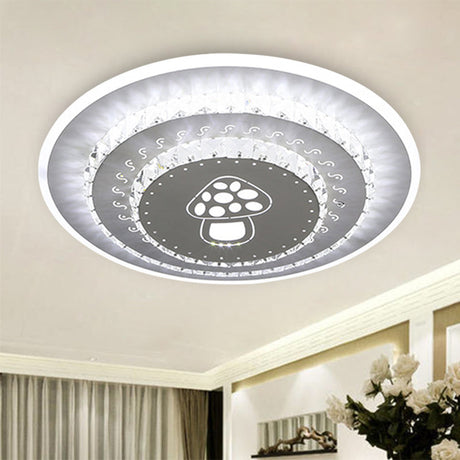 Modern Crystal Ceiling Mount Led Light Fixture For Bedroom - White Loving Heart/Square/Rose Design