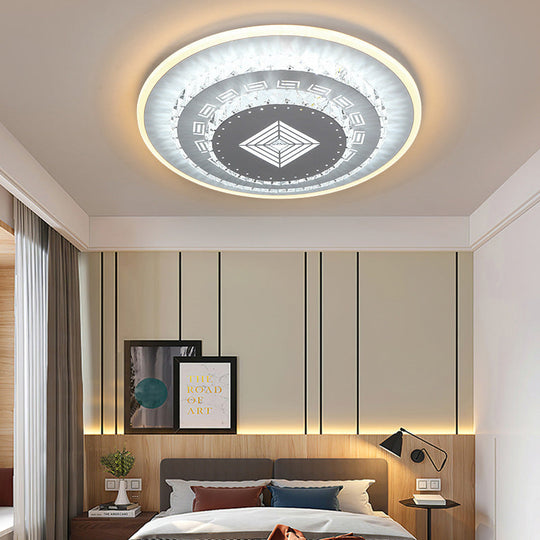 Modern Crystal Ceiling Mount Led Light Fixture For Bedroom - White Loving Heart/Square/Rose Design