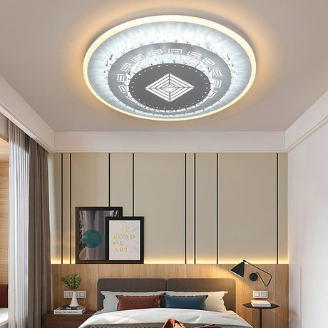 Modern Crystal Ceiling Mount Led Light Fixture For Bedroom - White Loving Heart/Square/Rose Design