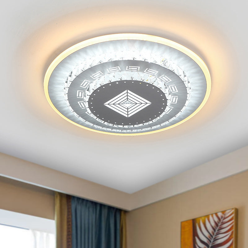 Modern Crystal Ceiling Mount Led Light Fixture For Bedroom - White Loving Heart/Square/Rose Design