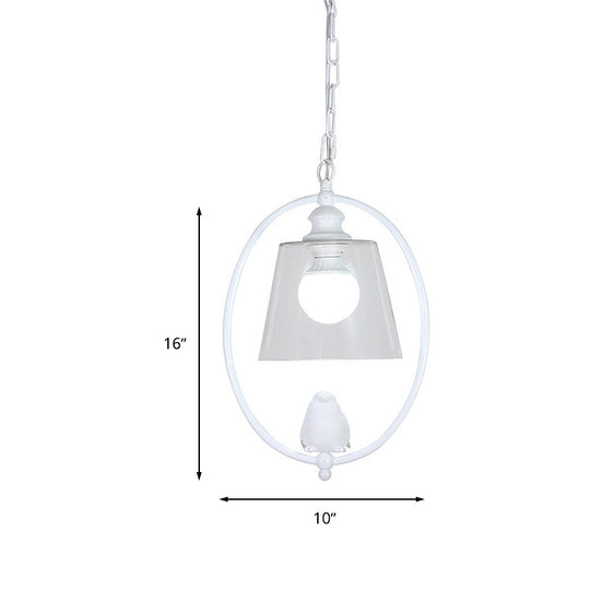 Nordic Metal Oval Pendant Lamp With Clear Glass Shade - Single Head White/Black