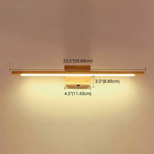 Simplistic Wooden Led Wall Mounted Vanity Light Fixtures For Bathrooms