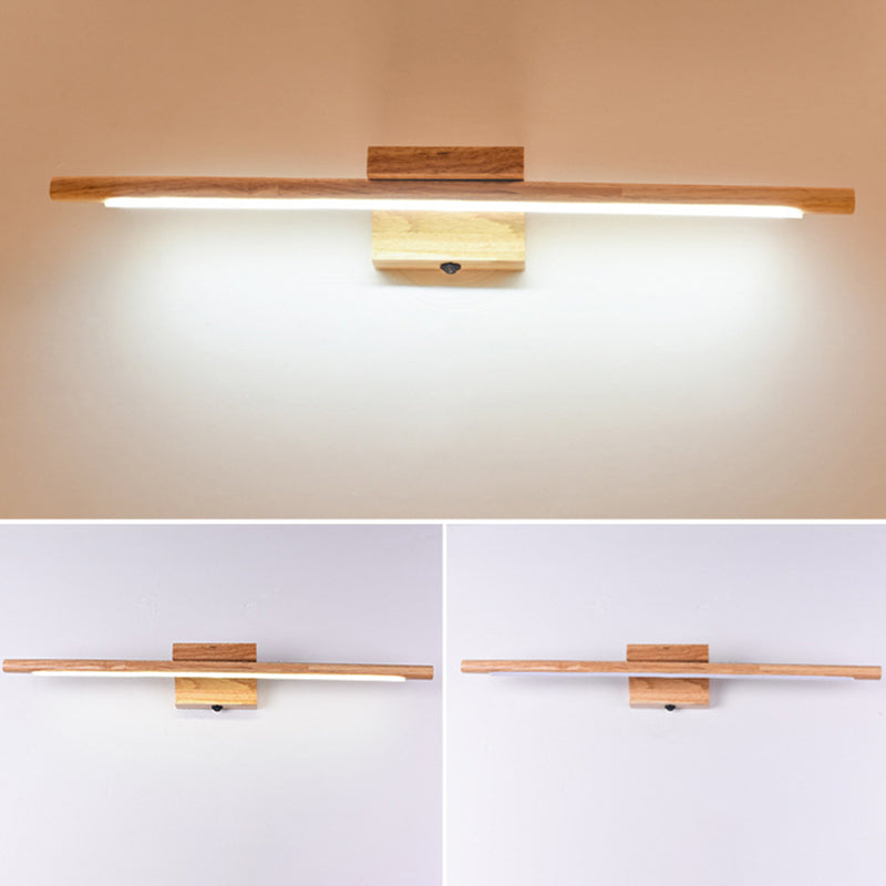 Simplistic Wooden Led Wall Mounted Vanity Light Fixtures For Bathrooms