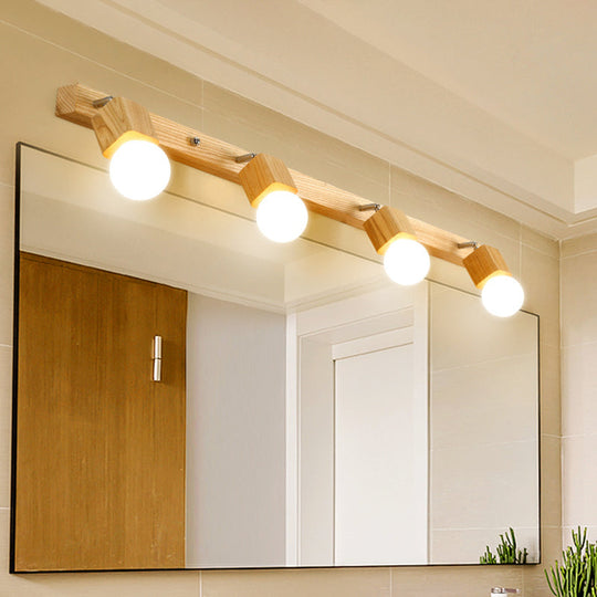 Adjustable Wooden Vanity Mirror Light: Modern Sconce For Bathroom