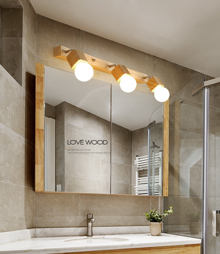 Adjustable Wooden Vanity Mirror Light: Modern Sconce For Bathroom