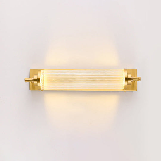 Modern Gold Metal Led Crystal Vanity Sconce - Wall Mounted Mirror Front For Bath Brass / 16