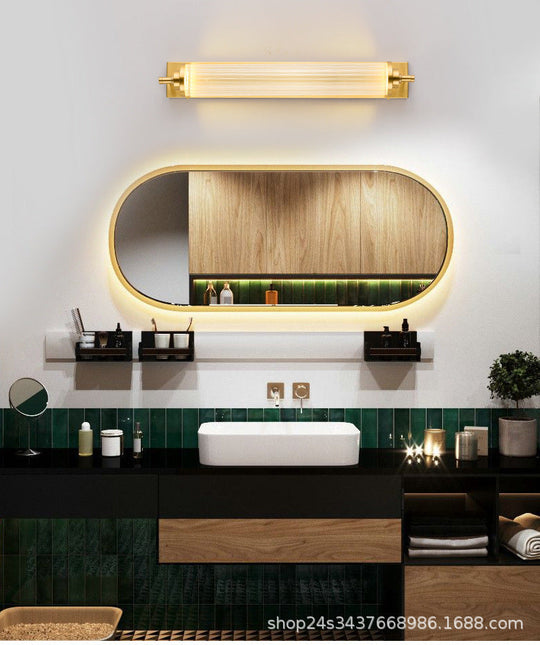 Modern Gold Metal Led Crystal Vanity Sconce - Wall Mounted Mirror Front For Bath