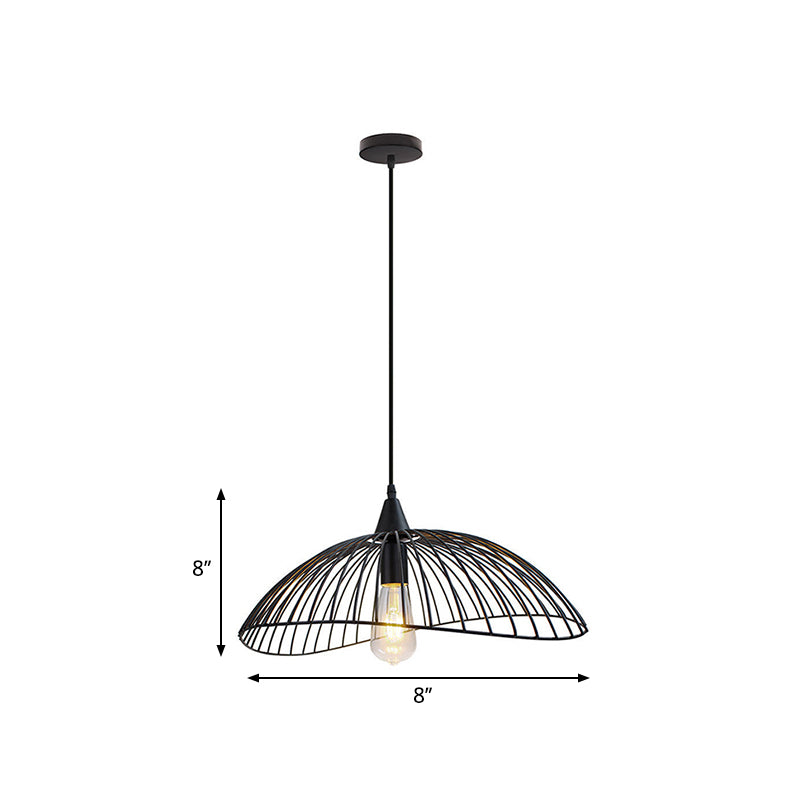 Industrial Style Metal Kitchen Suspension Light With Waveforms Design - Black 8’/19.5’ Dia 1 Head