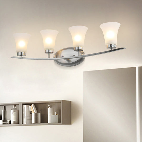 Opal White Glass Wall Sconces - 4 American Simplicity Lights For Bathroom Vanity