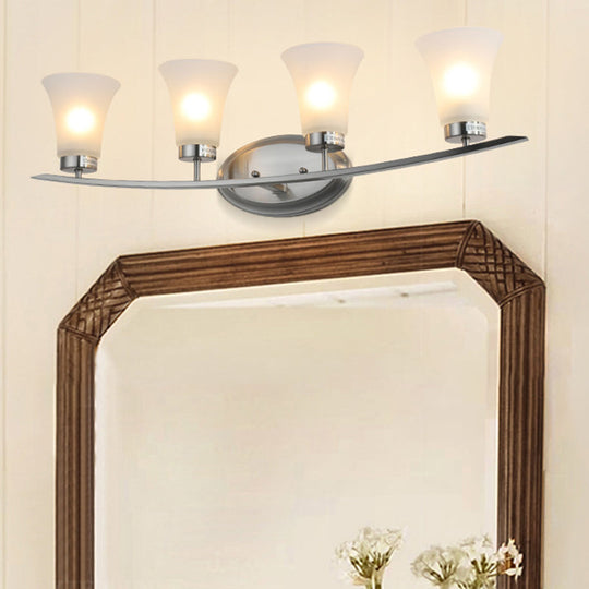 Opal White Glass Wall Sconces - 4 American Simplicity Lights For Bathroom Vanity