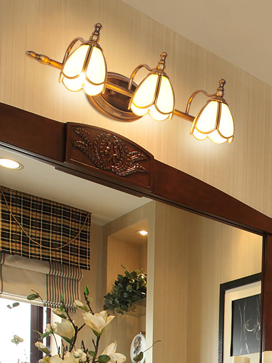 Colonial Style Vanity Lights With Metal Arms For Bathroom Mirrors