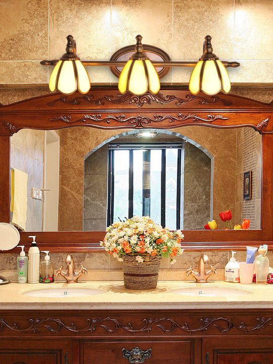 Colonial Style Vanity Lights With Metal Arms For Bathroom Mirrors