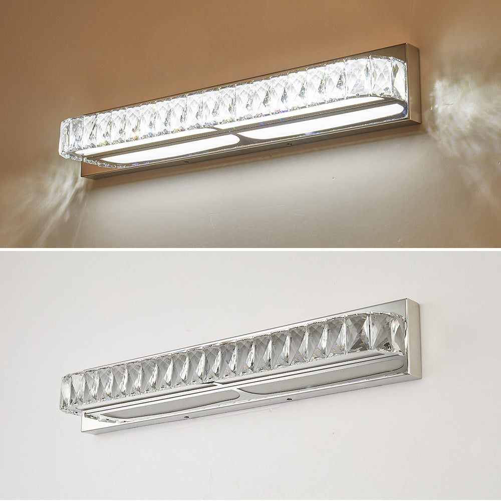 Stainless Steel Bathroom Vanity Sconces With Crystal Embedded Mirror Lights