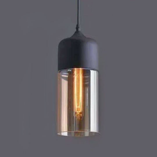 Emma - Retro Industrial Style Glass Pendant Ceiling Lights For Restaurant Amber / Cylinder