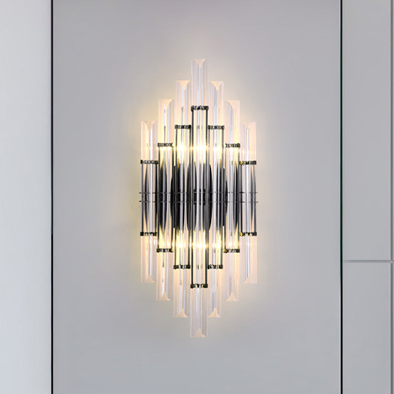 Modernist Tubular Wall Lighting With Clear Crystal 2 Lights Chrome Finish - Living Room Fixture