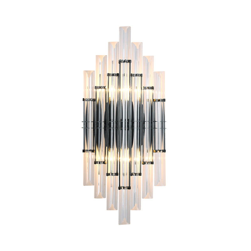 Modernist Tubular Wall Lighting With Clear Crystal 2 Lights Chrome Finish - Living Room Fixture