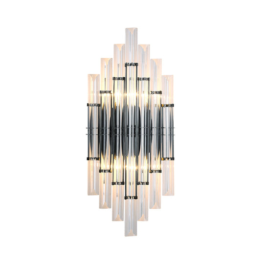 Modernist Tubular Wall Lighting With Clear Crystal 2 Lights Chrome Finish - Living Room Fixture