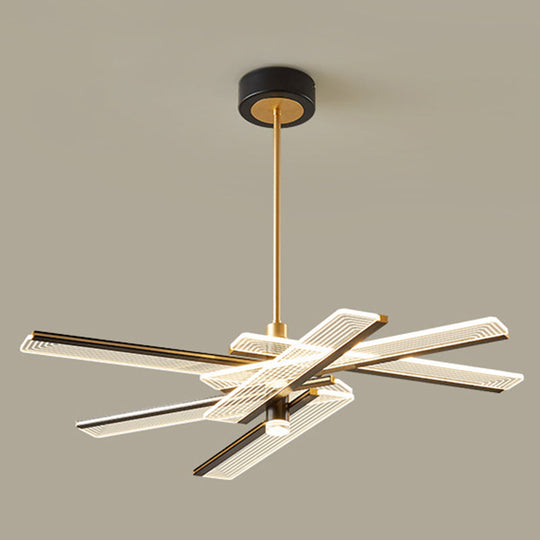 Modern Acrylic Rectangular Led Chandelier Hanging Light Fixture In Black For Living Room Pendant