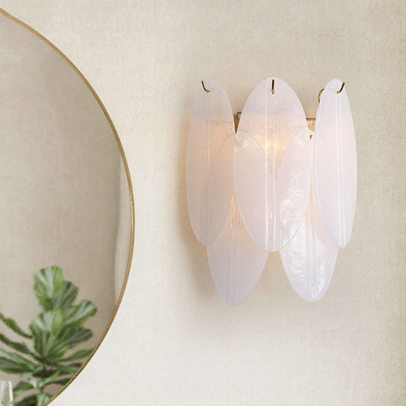Modern Oval Wall Sconce With 3 White Glass Lights For Hallways