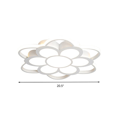 Warm/White/3 Color Led Crystal Flush Light - Simple White Floral Living Room Mount Lamp Multiple
