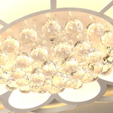 Warm/White/3 Color Led Crystal Flush Light - Simple White Floral Living Room Mount Lamp Multiple
