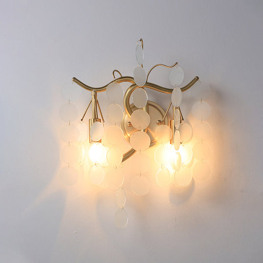 Modern Branch Design Bedroom Wall Lamp - Blue/Pink Glass 2 Lights Open Bulb