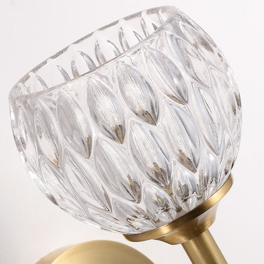 Modern Black And Gold Wall Light With Clear Dimpled Glass For Living Room