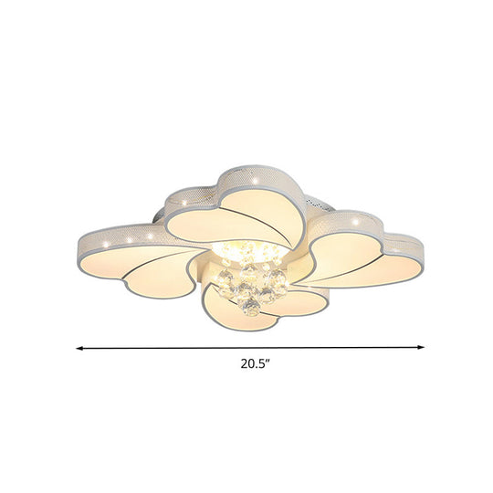 Led Flower-Shaped Flush Light Fixture In White Crystal - 20.5/24.5/28.5 Width Simple Mounting Ideal