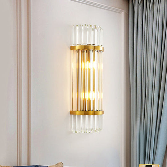 Modern Golden Wall Sconce With Crystal Shade Bedside Mount Light (12/21.5 W)